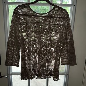 Women’s Tan crochet top.